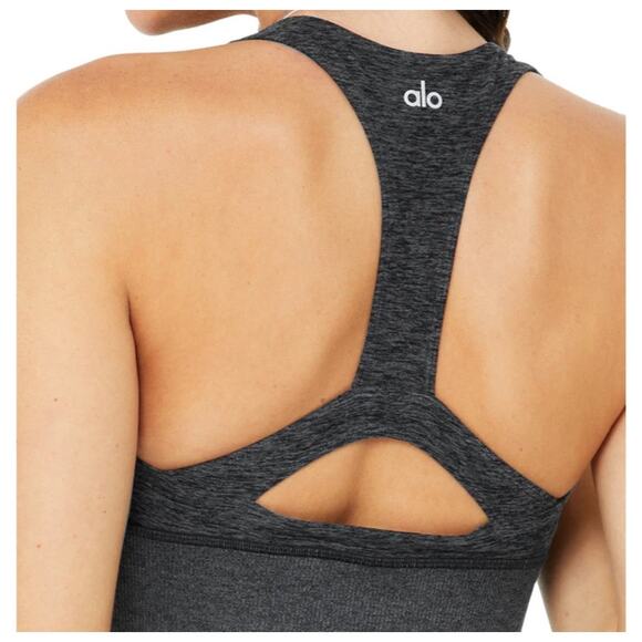 Alo Yoga Alosoft Serenity Bra Dark Heather Grey Size M - Picture 1 of 8